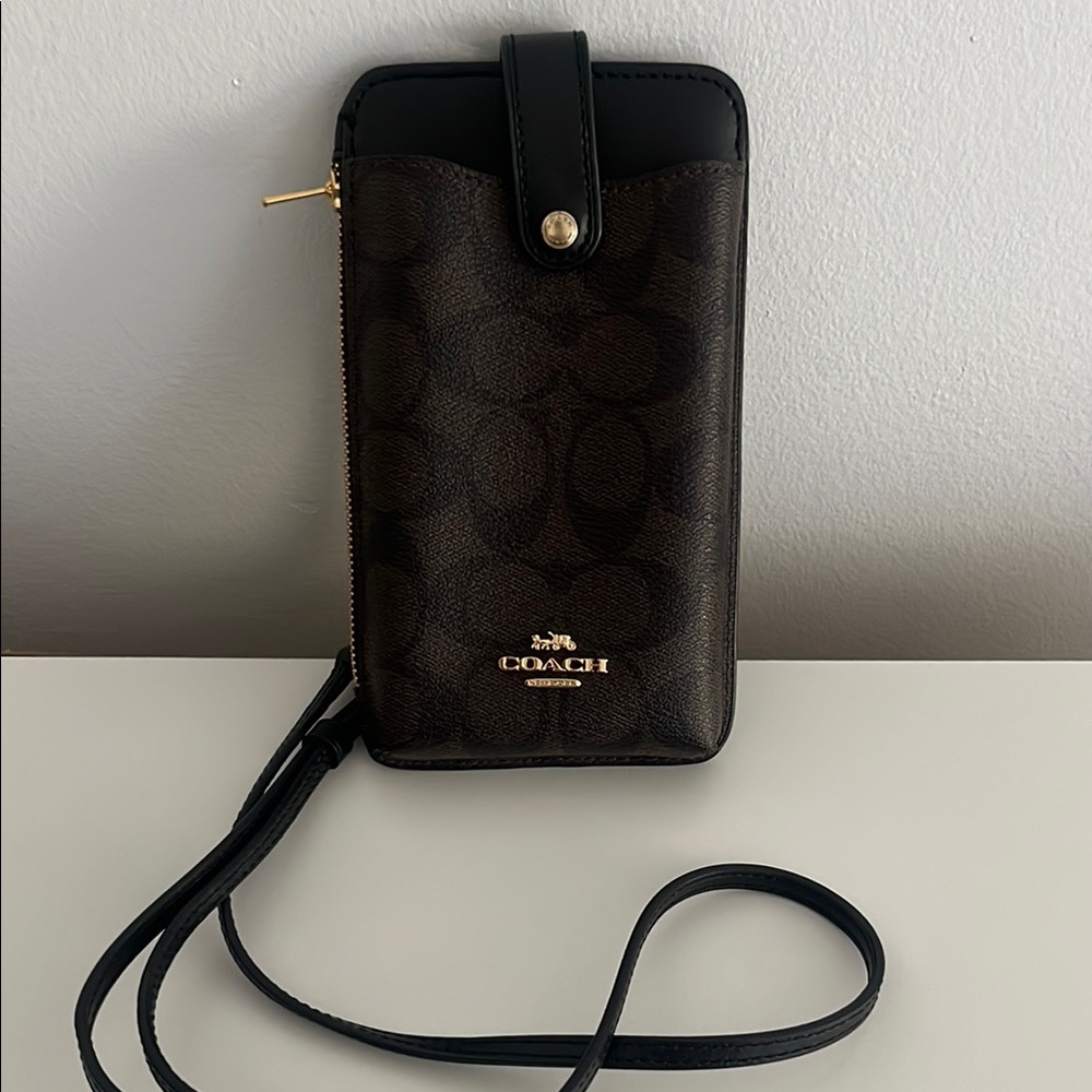 Coach Black and Brown Phone Crossbody